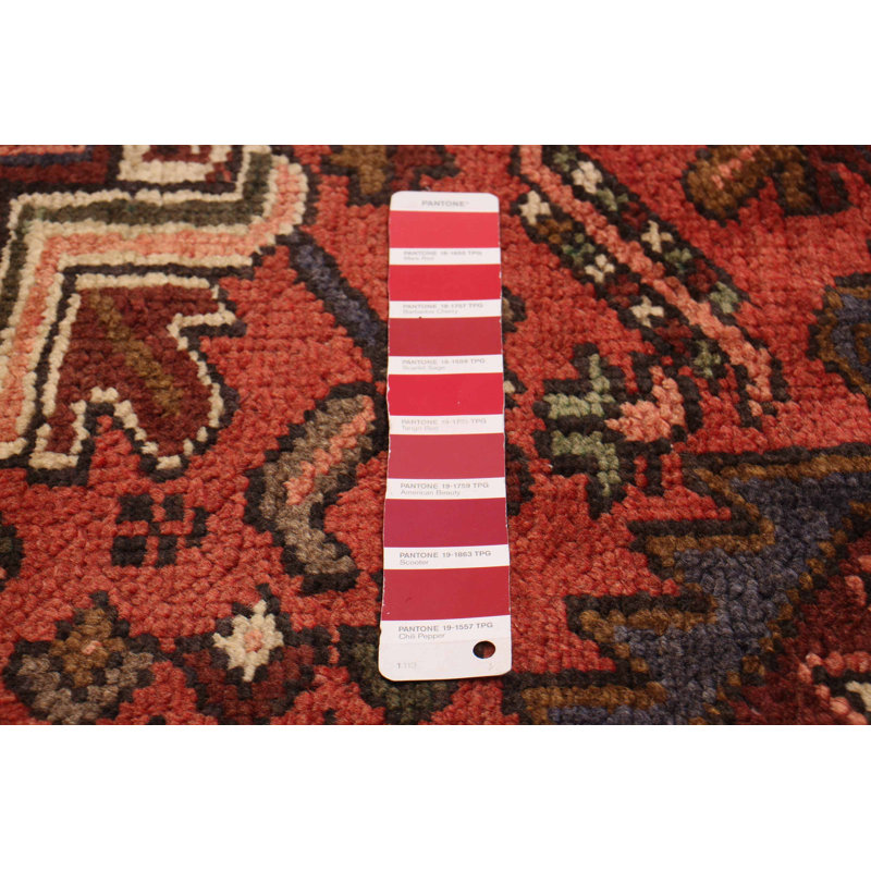 Tapis rouge en laine de conception unique 7 pi 9 po x 11 pi Mattolina