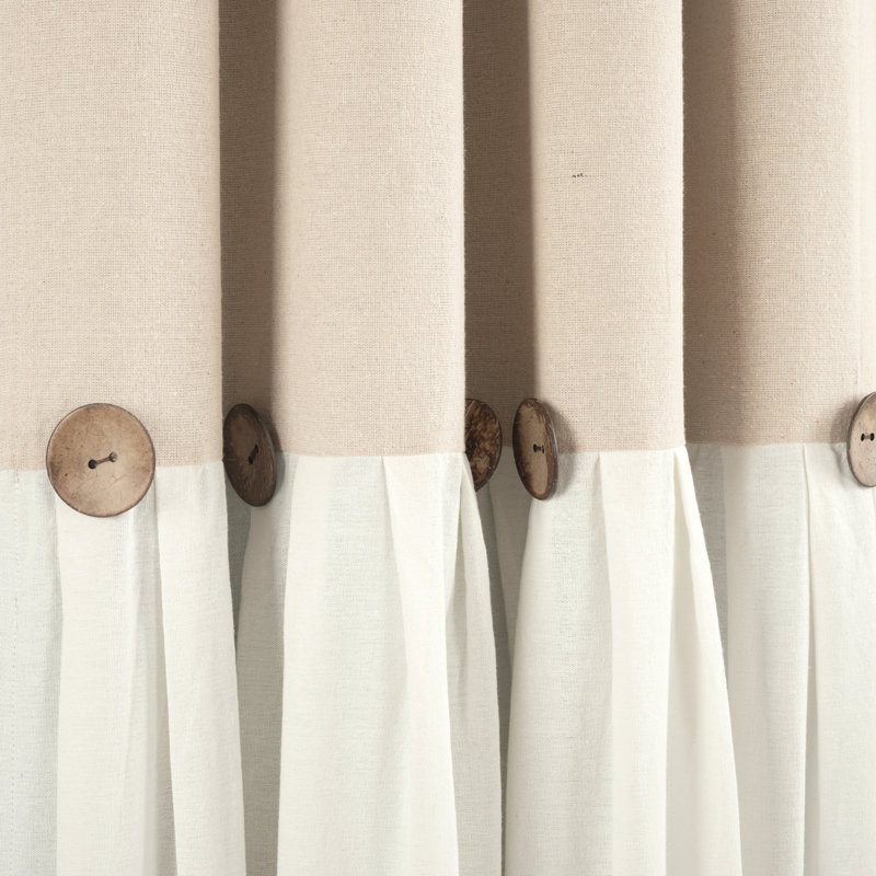Linen Button Blackout Pleated Window Curtain Panel 40x84