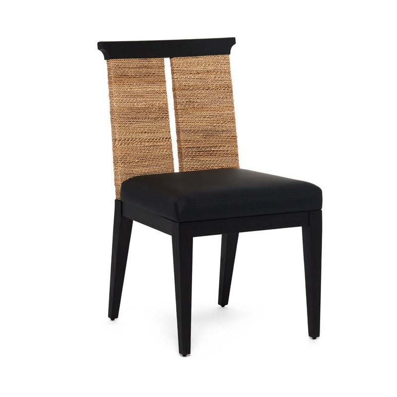 Reed Upholstered Dining Chair, Matte Black, Black