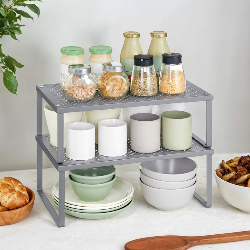 Ensemble de 2 tablettes de rangement empilables, grey