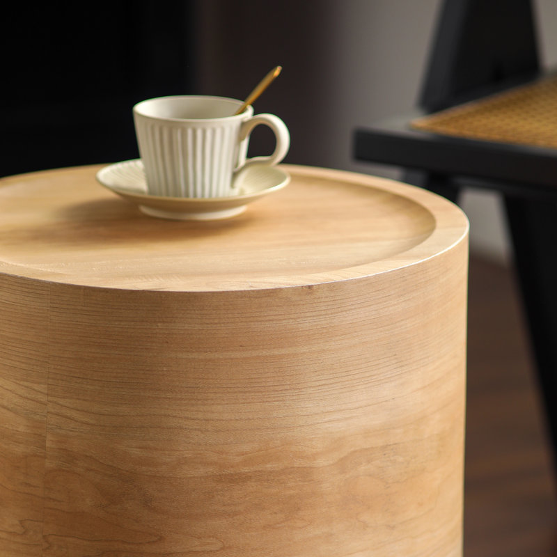 Table de bout ronde avec base robuste, Natural Wood