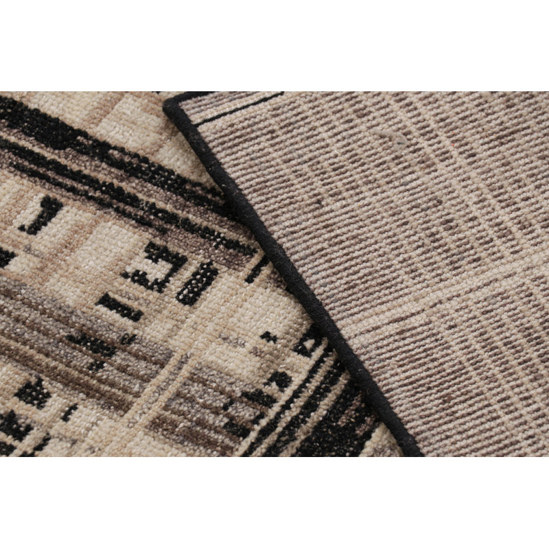 Rug & Kilim’S Modern Distressed Geometric Rug In Beige/Brown White & Black Tones