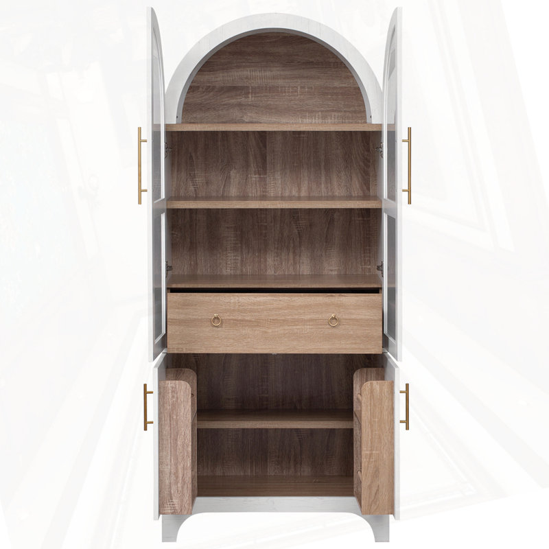 Grand garde-manger arqué 71 "avec tablettes de porte 71"