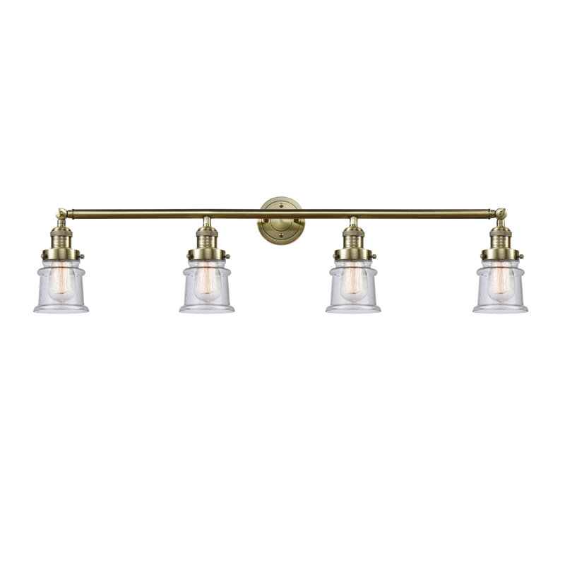 Alexandira 4 - Light Dimmable Vanity Light, Antique Brass, Seedy, 60 Watt Vintage Incandescent Bulb