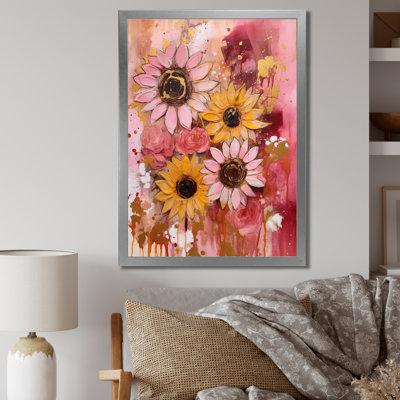 Tournesol jaune et jaune doré sur toile