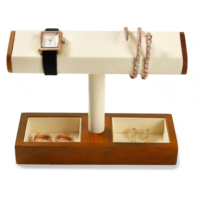 Solid Wood Watch Display Stand T-Bar Watch Stand Holder Organizer For Men And Women
