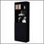 Élégante bibliothèque noire à 2 portes avec rangement dissimulé et tablettes spacieuses, pour un décor moderne et traditionnel.-463562882