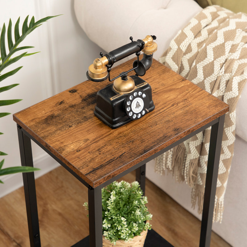Raimondas 28.9" Tall End Table, Rustic Brown/Black