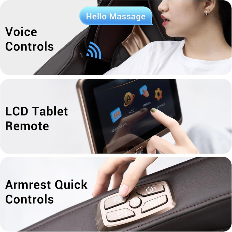 2025 3D Massage Chair Full Body - SL Track Zero Gravity Massage Chair Recliner with Calf and Foot Rollers, AI Voice Control, LCD Screen, Quick Access Buttons