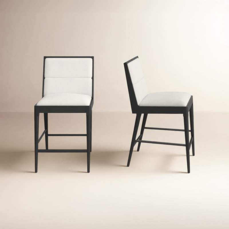 Preston 22.7" Linen Counter Stool, Black