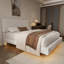 Lit flottant blanc avec bande lumineuse multicolore, grand lit, design confortable et futuriste-335715195