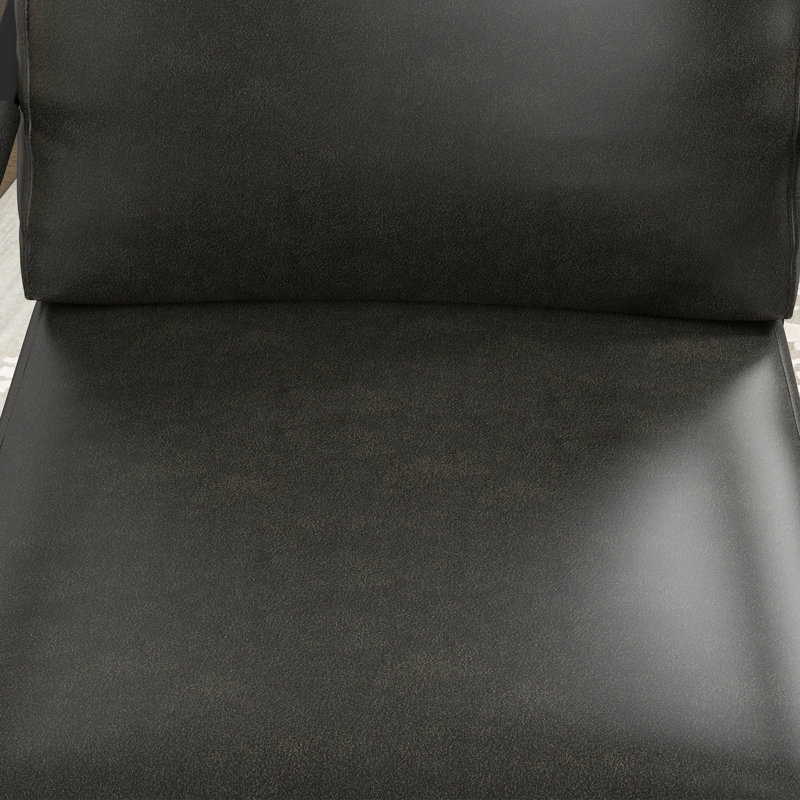 24.6" Wide Minimalist Soft Cushioned Back Upholstered Sled Base Arm Accent Chair (Set of 9), Dark Gray Faux Leather
