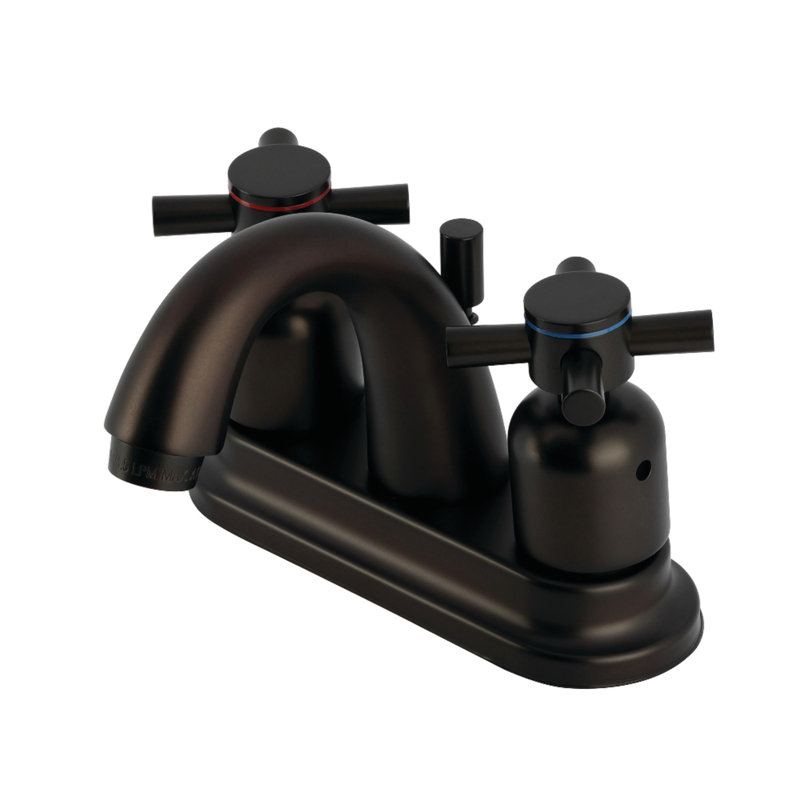 Kingston Brass Concord Two-Handle 3-Hole Deck Mount 4" Centerset Bathroom Faucet with Plastic Pop-Up, Oil Rubbed Bronze