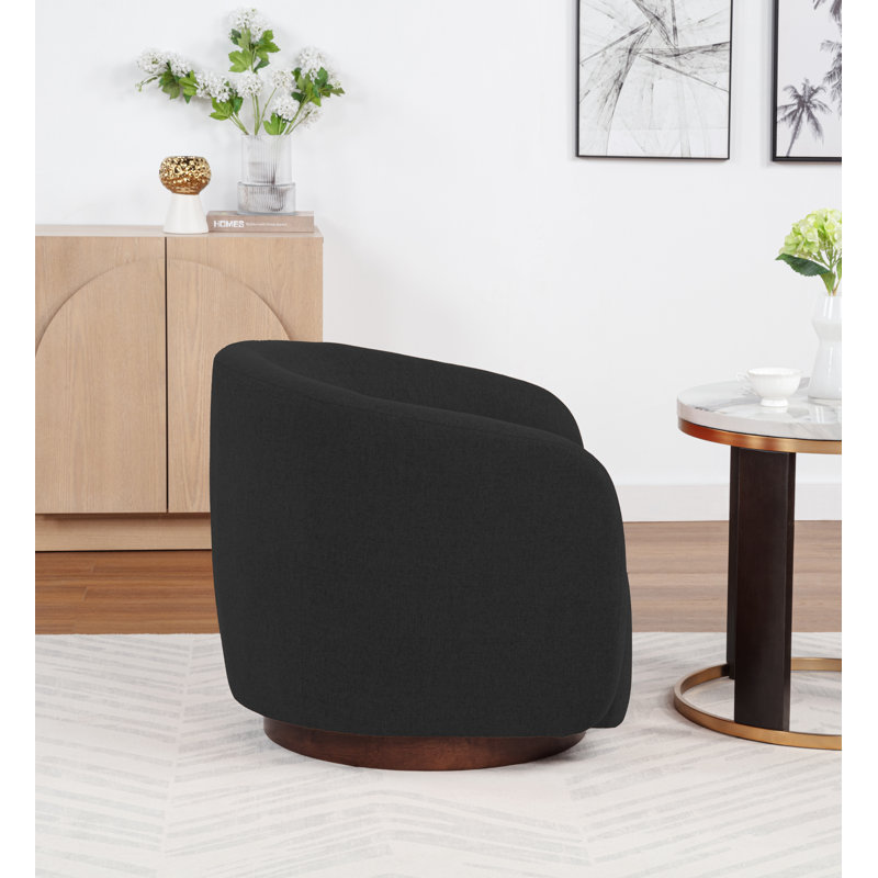 Fauteuil demi-tonneau rembourré et pivotant, Noir