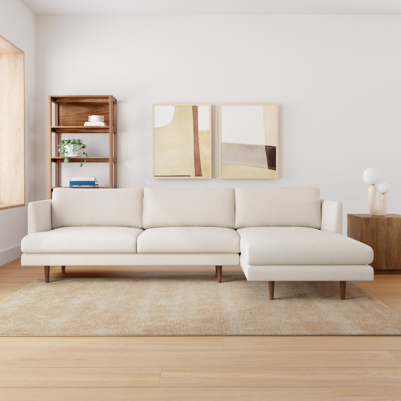 Miller Polyester Blend Sectional, Right Hand Facing, Light Gray Polyester Blend