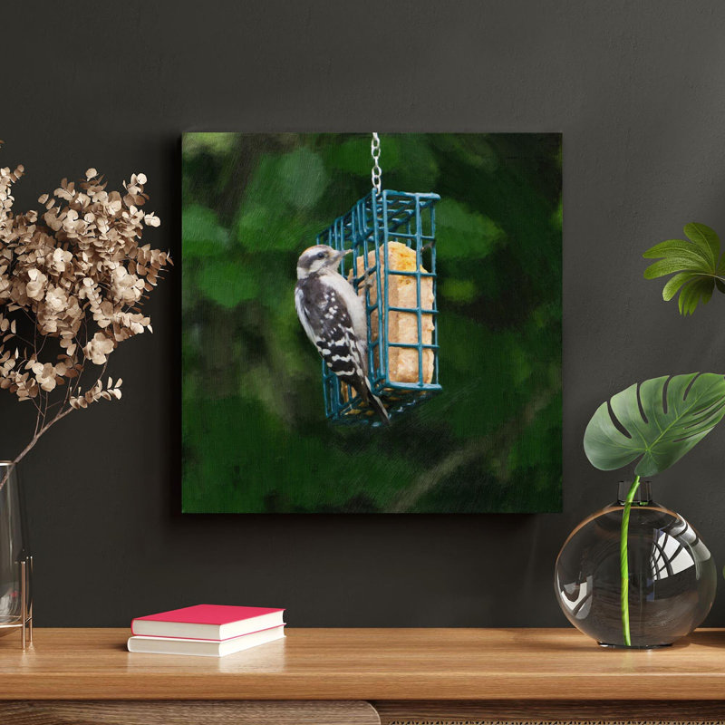 «Blue and White Bird On», reproduction d'art rectangulaire sur toile tendue, H 32 po x l 32 po x P 2 po
