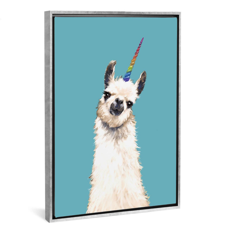 Art encadré licorne, H 60 po x l 40po x P 1,5 po, Toile avec cadre argenté