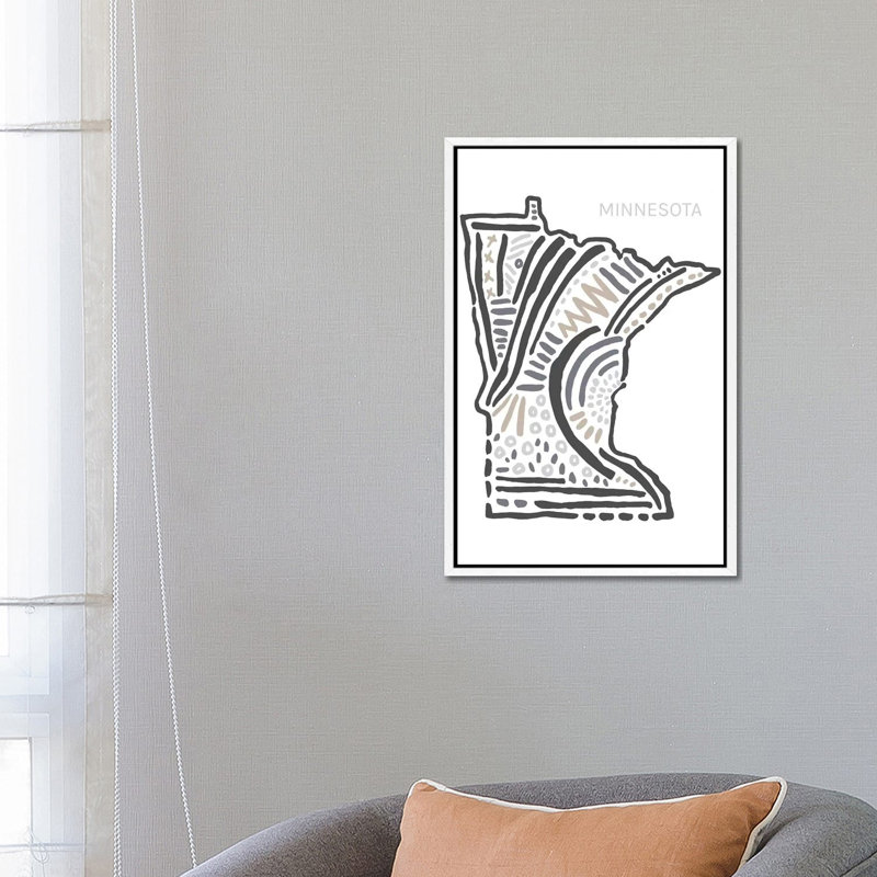 Minnesota 1 Piece Wall Art on Canvas, 66.04 cm H x 45.72 cm W, White Framed