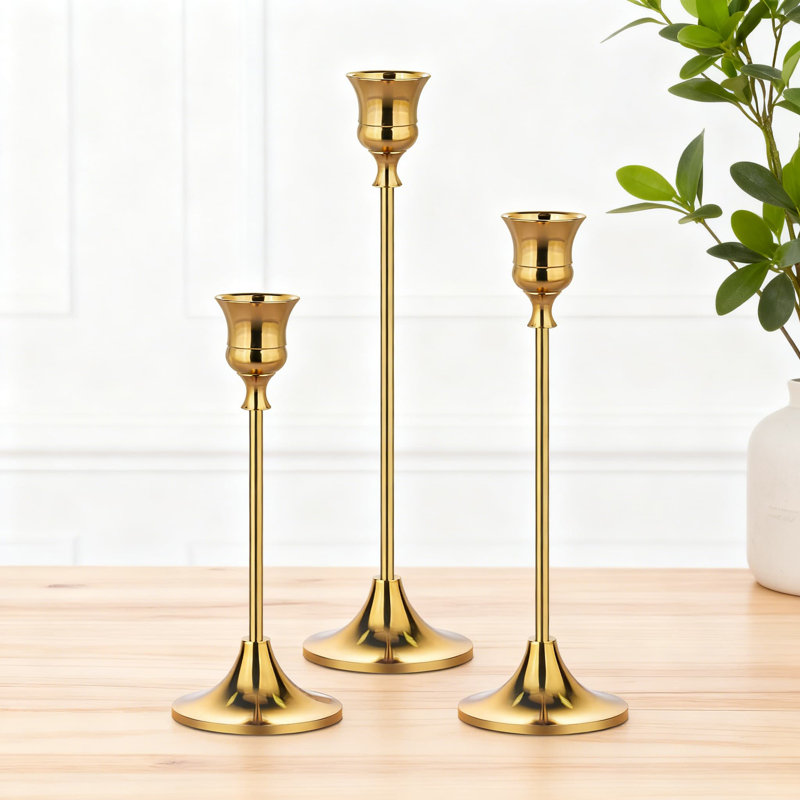 Solid Aluminum Alloy Taper Candle Holders Set - Vintage Candelabra Centerpiece With Non-Slip Base For Elegant Home And Event Decor
