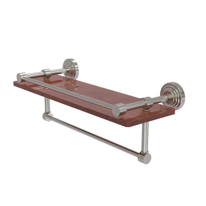 Beresford Bracket Shelf with Towel Bar, Satin Nickel, 5" H x 16" W x 5" D
