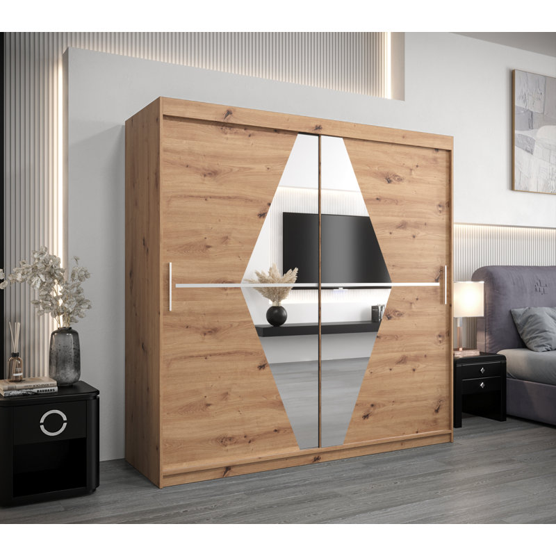 Aleksanteri 2 Door Manufactured Wood Wardrobe, Oak Artisan