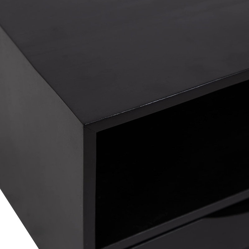 Modern Floating Shelf With Pull-Out Drawer And Storage Cubby, Minimalist Wall-Mounted End Table For Display And Organization, Durable Poplar Wood Construction