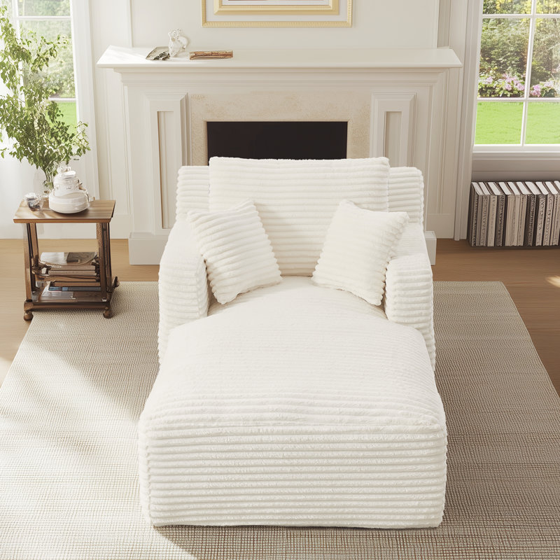 Canapé inclinable 65,4 po Corduroy, Blanc