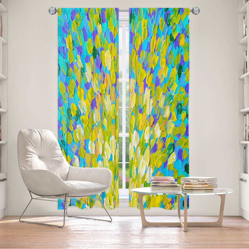 Room Darkening Curtain Pair, 20" W x 82" L, Yellow/Green/Blue/Purple
