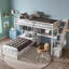 Small Space Youth Bedroom Solid Pine Twin Over Twin Loft Bed With Built-In Desk And Storage, Crisp White
