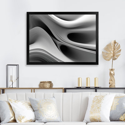 White Black Infinite Ripples On Canvas Print