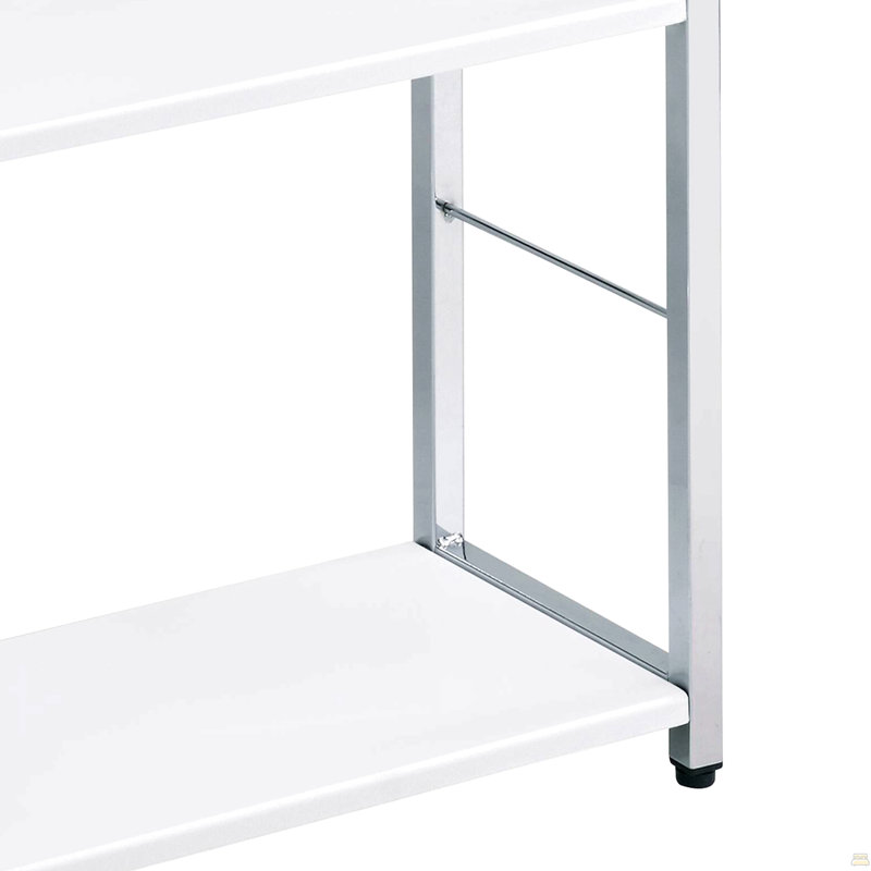 Bibliothèque blanche et chrome à 4 niveaux, Blanc / argenté