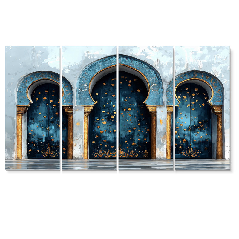 Ensemble de salon art mural bleu Rabat Kasbah Morocco Doors, H 28 po x l 48 po