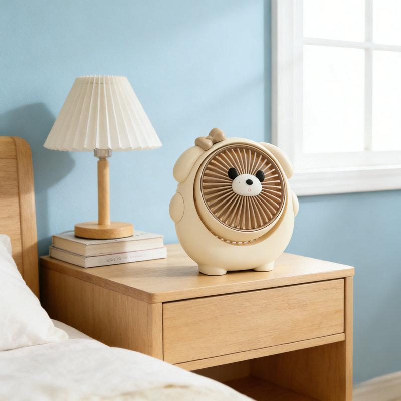 Kondieu chien mignon mini ventilateur USB chargeant trois ventilateurs de poche à angle réglable, A