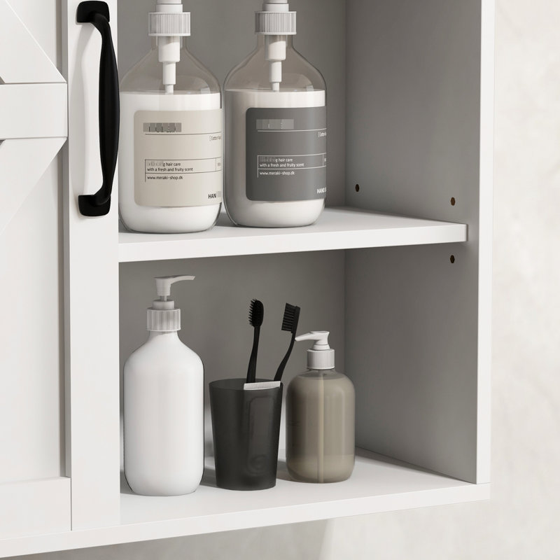 Armoire de salle de bain blanche avec tablette réglable