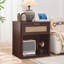 Ensemble de 3 meubles de chambre bohèmes en bois, comprenant une commode à 5 tiroirs et une table de chevet à 1 tiroir avec station de recharge, en rotin.-1119488276-1119488278