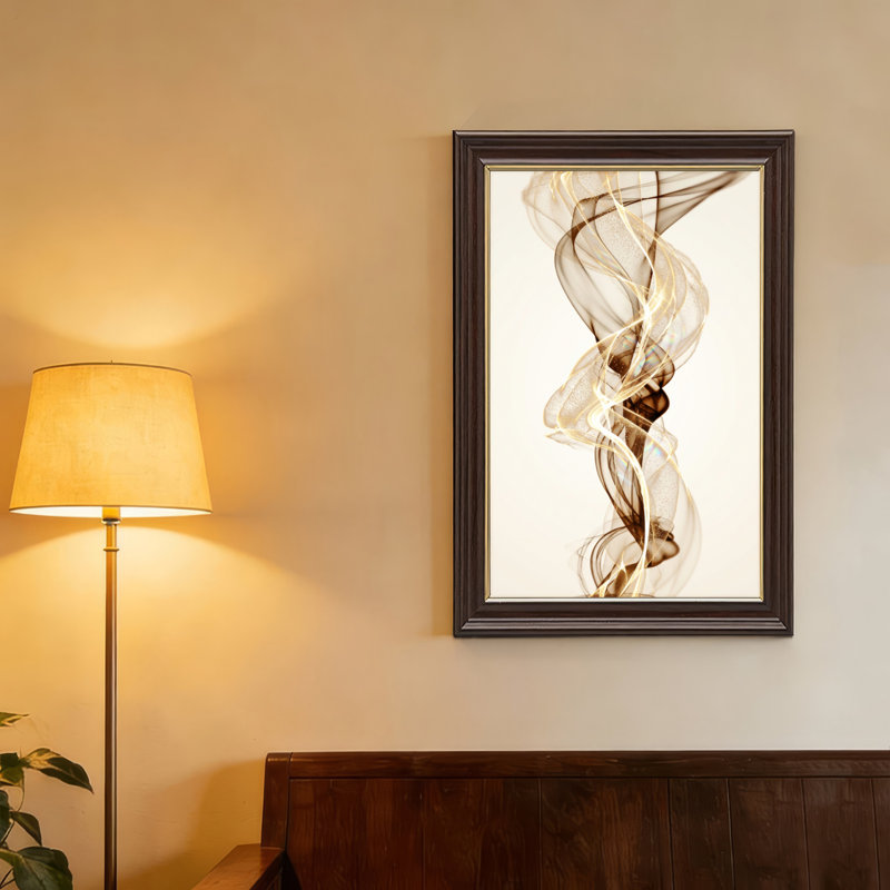 Art mural antique sur toile encadré doré pour le salon, la chambre à coucher, le bureau ou le vestibule - Décoration murale décorative avec fumée abstraite