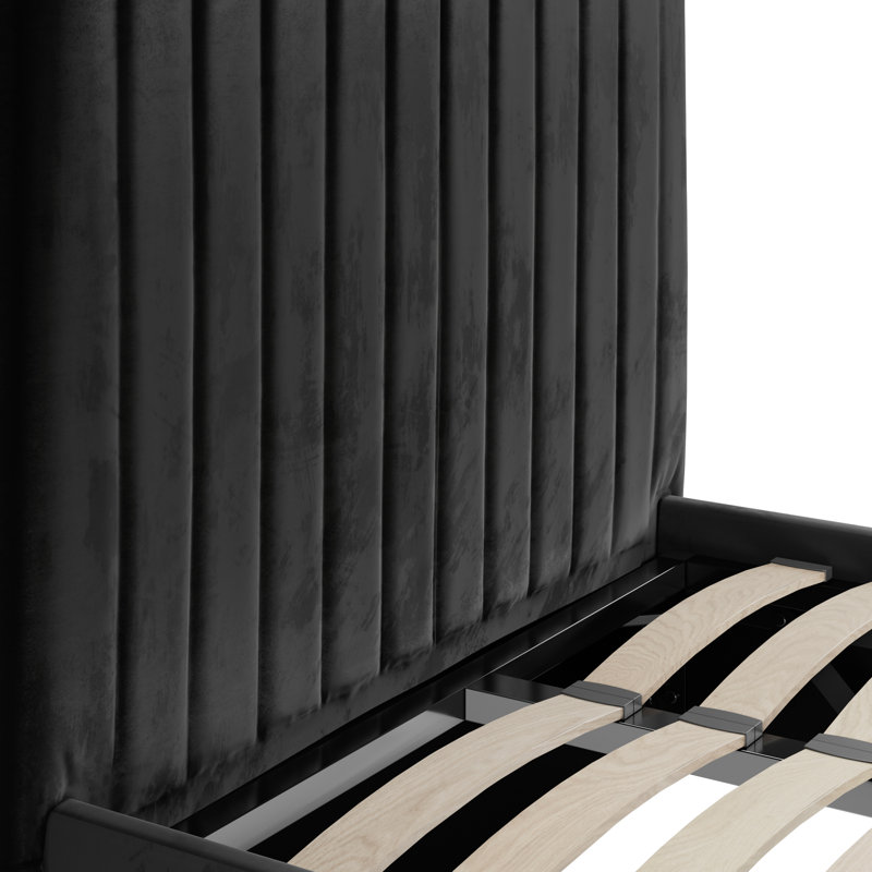 BERLIN TALL UPHOLSTERED OTTOMAN BED, Black, Single (3')
