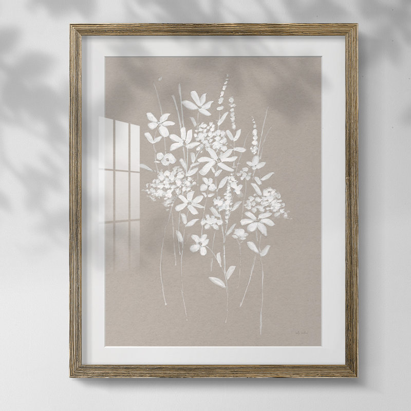 «Geometric Notes I», reproduction encadrée, Papier avec cadre noyer, Blanc