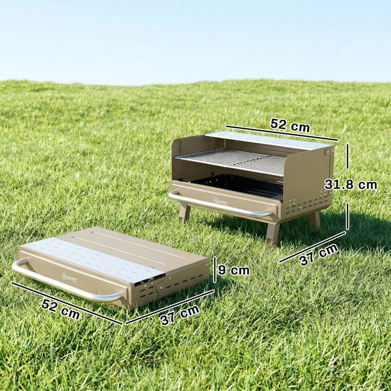 Outsunny 52cm W Portable Charcoal Grill, Khaki