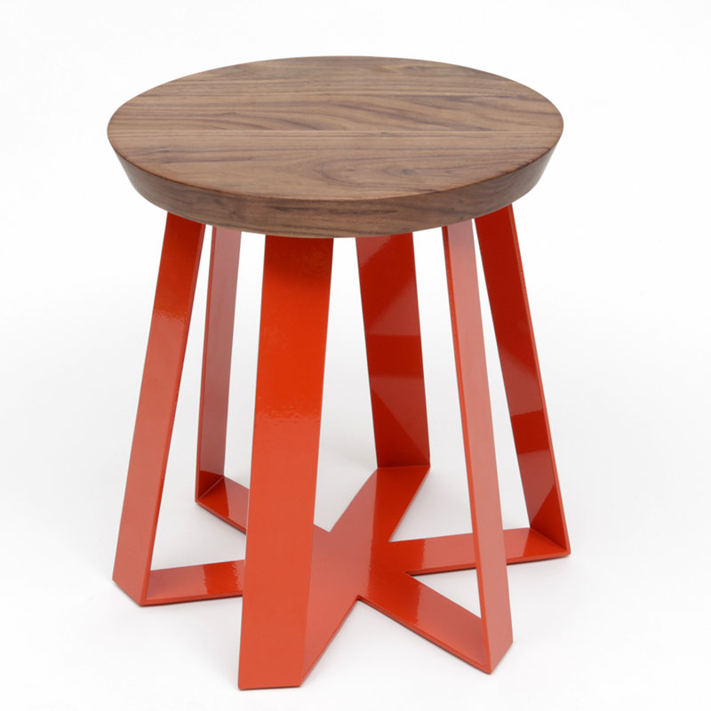 ARS Accent Stool, Orange, Walnut