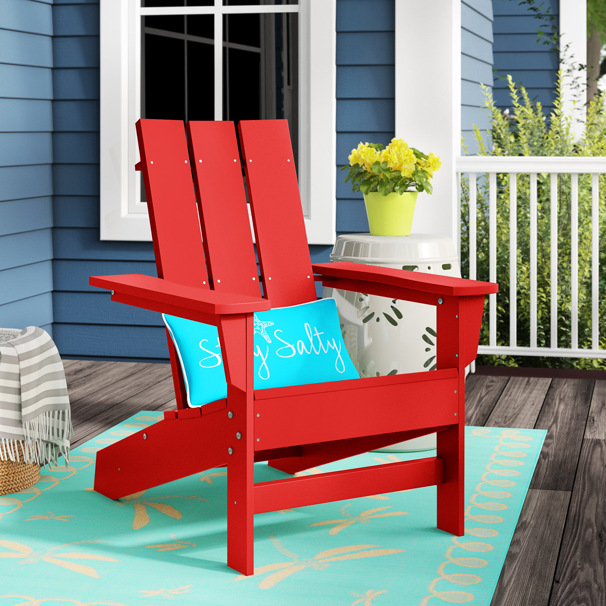 Ratcliff All-Weather HDPE Adirondack Chair, Bright Red