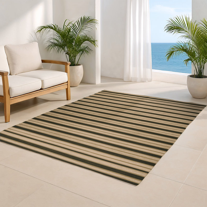 HorizontalStripes Brown Indoor and Outdoor Area Rug, Rectangle 2' x 3'