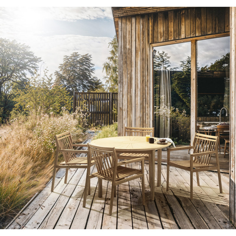 Sammen Outdoor Round Teak Garden Table
