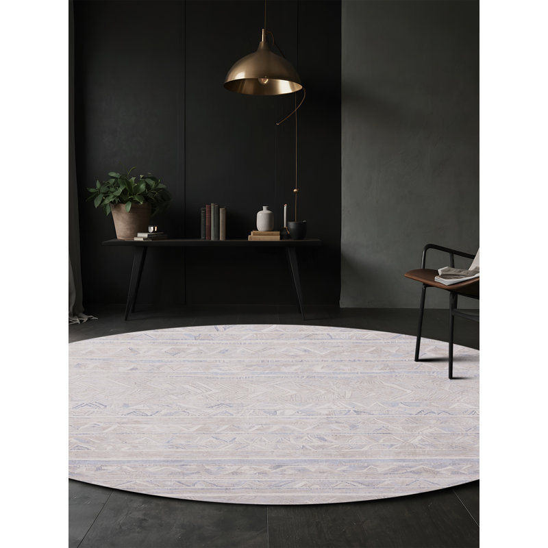 Machine Washable Beige Area Rug, Round 8'