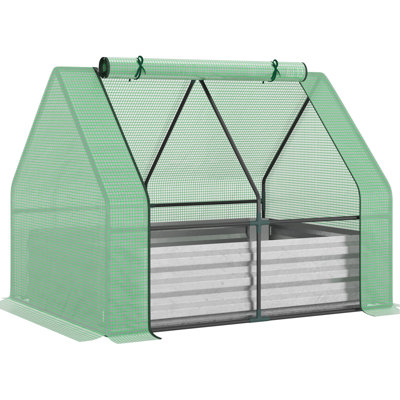 Lit de jardin avec couverture de serre, 50 po x 37,5 po x 36,82 po, - Améliore la croissance de différents types de plantes Élément en métal galvanisé, permet aux plantes