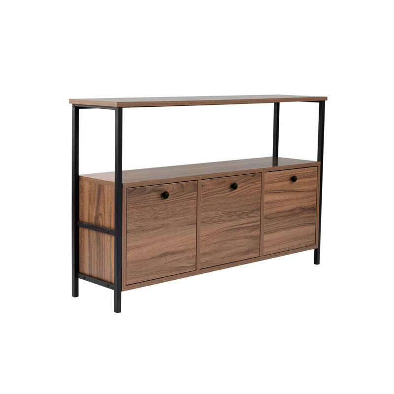 Modern Console Table, Walnut & Black Finish, 47.2 x 30.3 x 11.8 inches | 100% Melamine Coated Particle Board, Electrostatic Powder Coated Metal Profile | Stylish Industrial Design for Entryway & Living Room