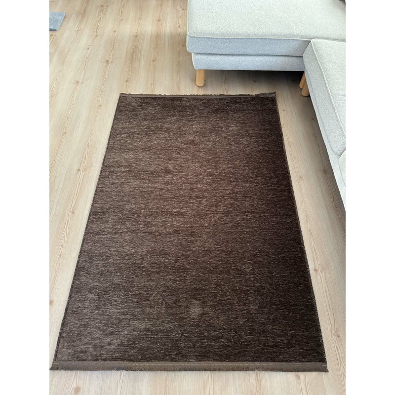 Tapis brun en polyester sans motif Lims, Rectangle 5 pi 3 po x 16 pi 5 po