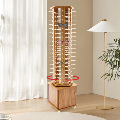 Jorun 5-Sided Floor Sunglasses Display Rack Storage Rack with Wheels