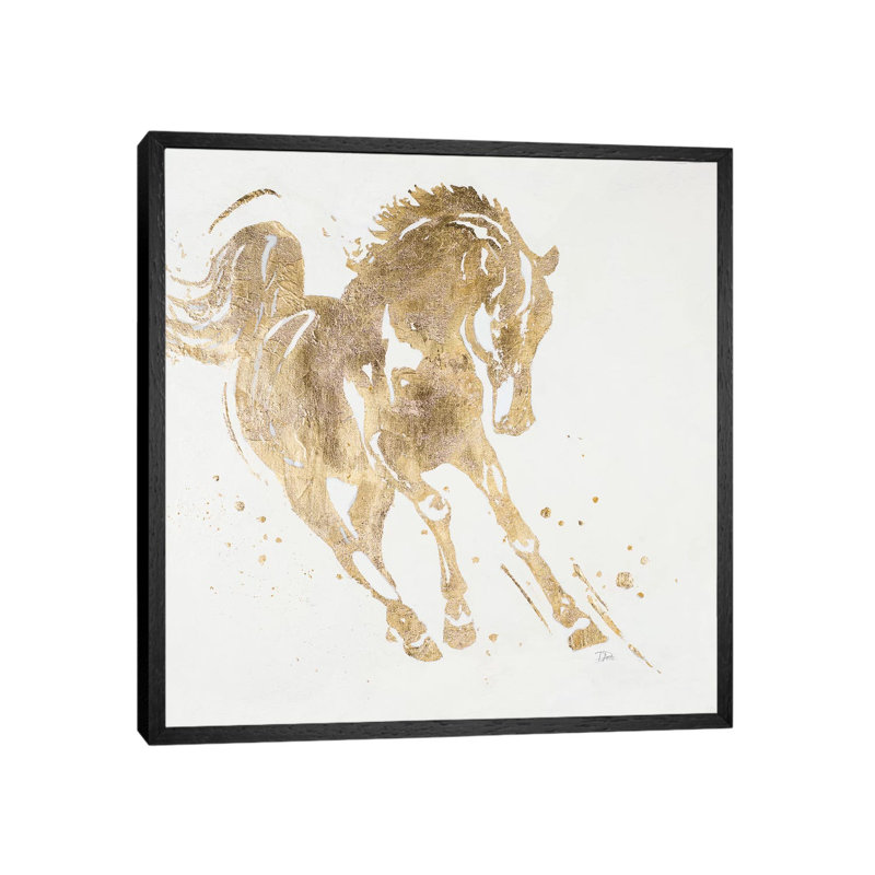 Spirit Horse Gold by Patricia Pinto - Floater Frame Gallery-Wrapped Canvas Giclée on Canvas, Black, 45.72 cm H x 45.72 cm W