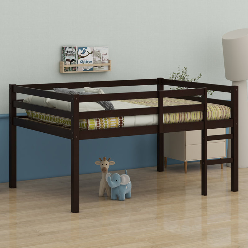 Wood Loft Bed With Ladder, Espresso